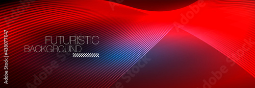 Abstract neon glowing light in the dark with waves. Shiny magic energy and motion concept, vector abstract wallpaper background