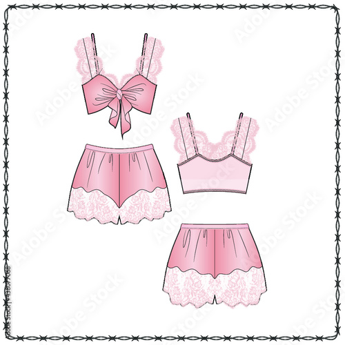women's lingerie  editable fashion flat sketch for creating new designs mockup