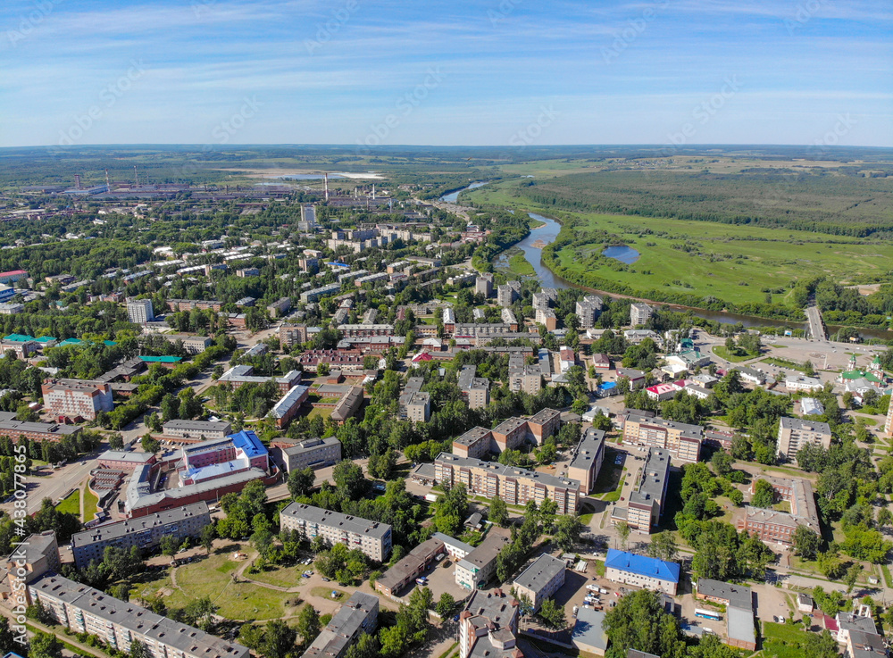 Aerial view of the city of Glazov (Republic of Udmurtia, Russia)