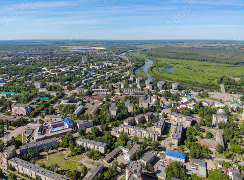 Aerial view of the city of Glazov (Republic of Udmurtia, Russia)