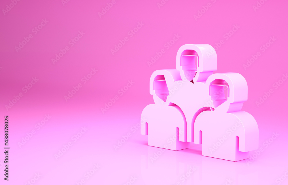 Pink Team of baseball players icon isolated on pink background. Minimalism concept. 3d illustration 3D render Pink Team of baseball players icon isolated on pink background. Minimalism concept. 3d illustration 3D render