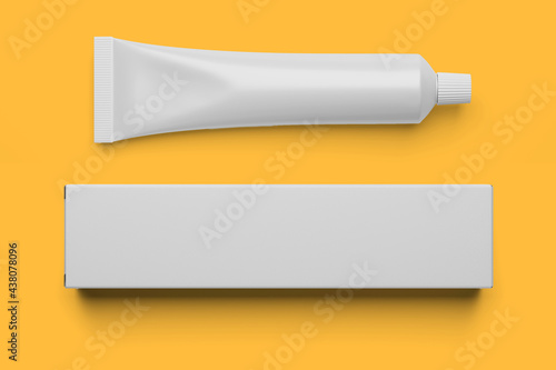 Blank white cosmetic tube isolated on white.