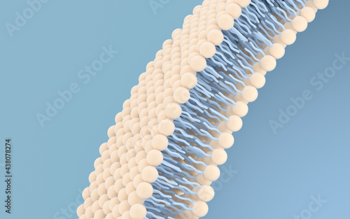 Cell membrane with blue background, 3d rendering.