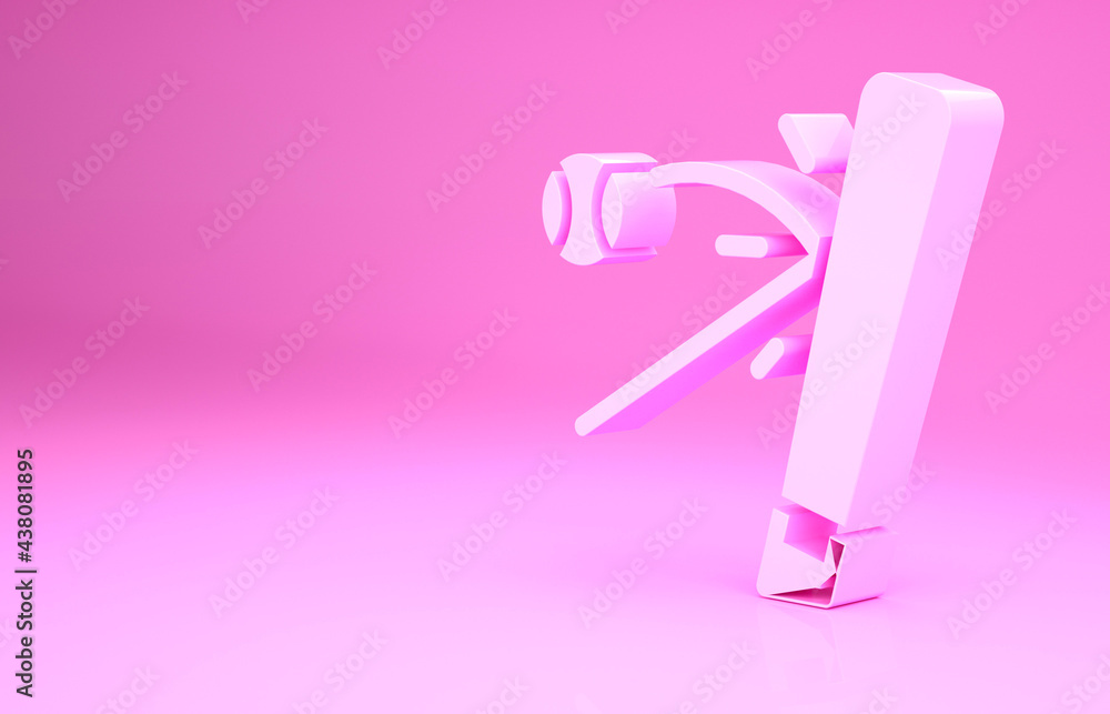 Pink Baseball bat with ball icon isolated on pink background. Minimalism concept. 3d illustration 3D render Pink Baseball bat with ball icon isolated on pink background. Minimalism concept. 3d illustration 3D render