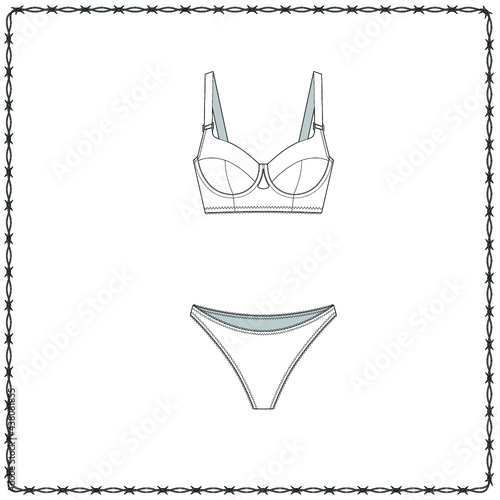 women's lingerie  editable fashion flat sketch for creating new designs mockup