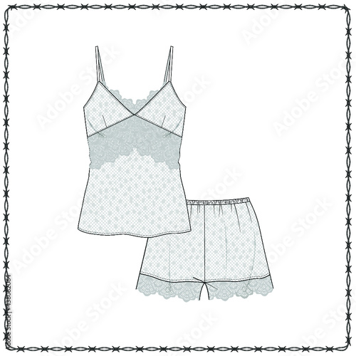 women's lingerie  editable fashion flat sketch for creating new designs mockup