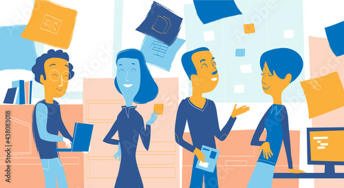 Giovani persone felici che lavorano in ufficio