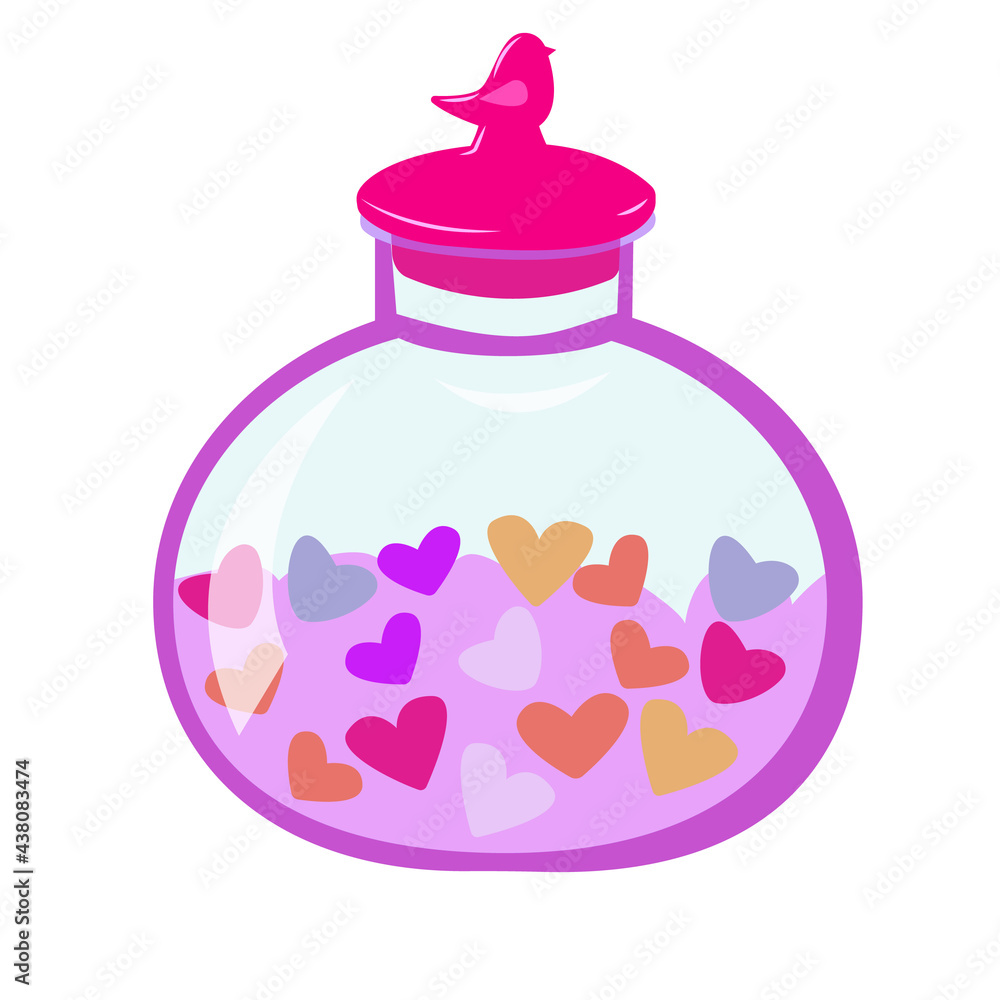 jar with a lid with hearts. bottle with hearts. romantic illustration for valentine's day on a white background. stock vector image.
jar with a lid with hearts. bottle with hearts. romantic illustration for valentine's day on a white background. stock vector image.