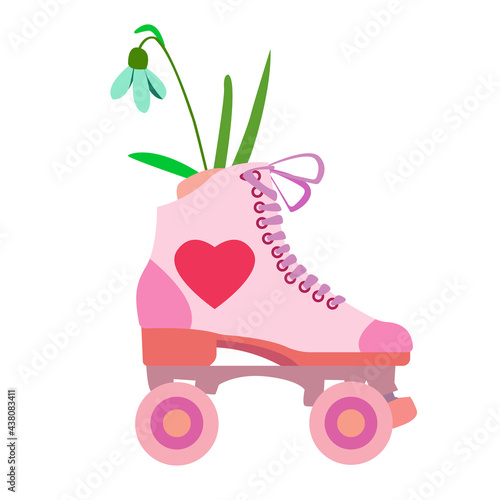 rollers quadra with a bouquet of daisies inside. stock vector illustration for printing on packaging paper, gifts and postcards.