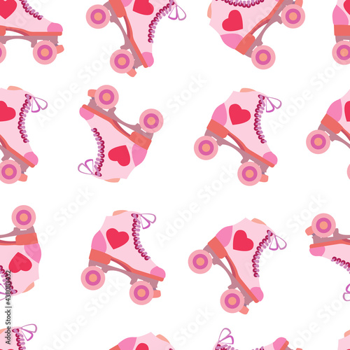 seamless pattern with rollers quads. valentines day. love and heart.