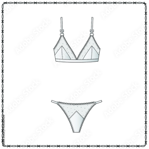 women's lingerie  editable fashion flat sketch for creating new designs mockup