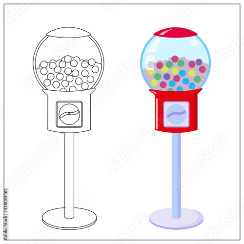 chewing gum machine with heart. vending machine for selling piece goods. Valentine's day stock vector illustration on a white background.