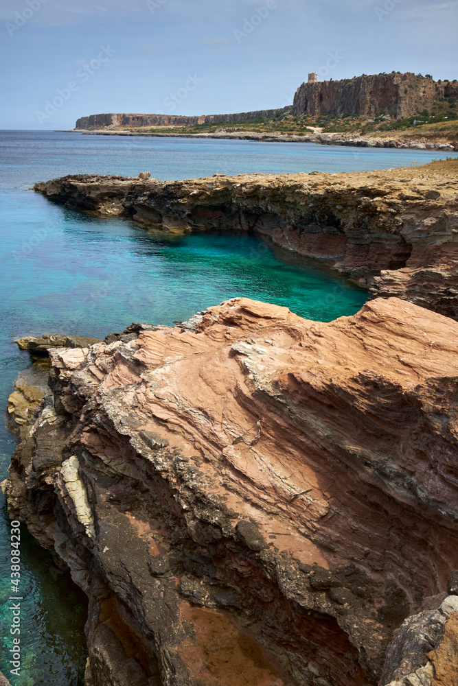  view Monte Cofano reserve in the province of Trapani, island of Sicily, Italy