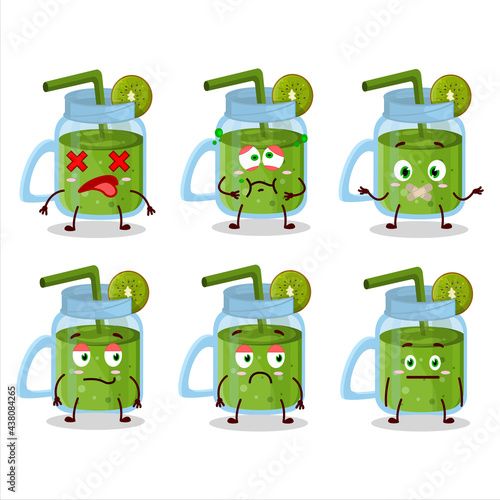 Kiwi smoothie cartoon character with nope expression