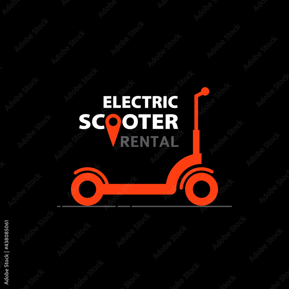Orange electric scooter rental logo, on a black background. Vector, illustration Orange electric scooter rental logo, on a black background. Vector, illustration