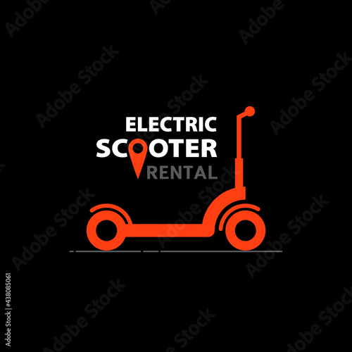 Orange electric scooter rental logo, on a black background. Vector, illustration