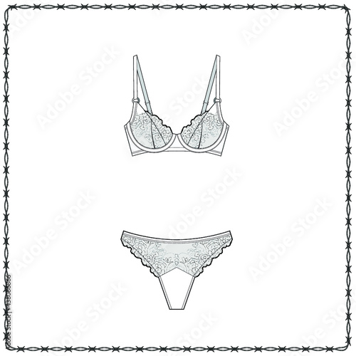 women's lingerie  editable fashion flat sketch for creating new designs mockup