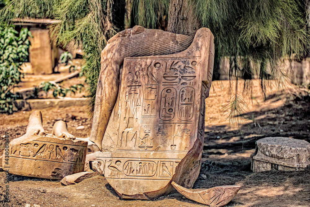 The remains of an Ancient Egyptian Sculpture in Memphis Egypt.