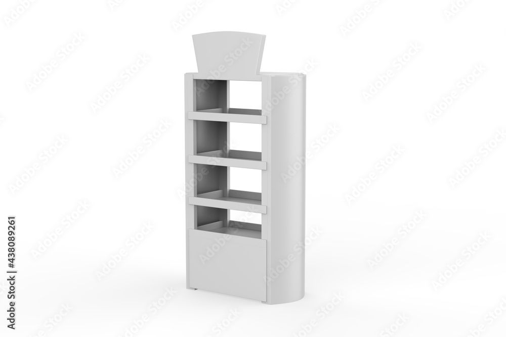 Display stand, retail display stand for product , display stands isolated on white background. 3d illustration Display stand, retail display stand for product , display stands isolated on white background. 3d illustration