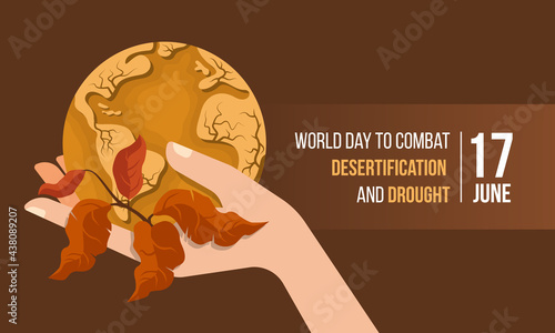 Slika na platnu World Day to Combat Desertification and Drought banner with hand hold circle dro