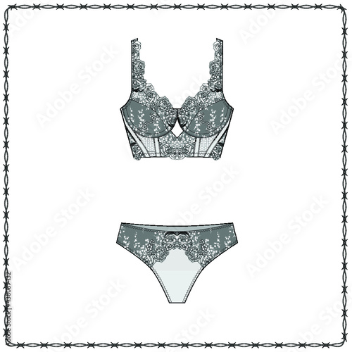 women's lingerie  editable fashion flat sketch for creating new designs mockup