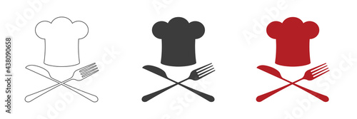 Icon set. Chef hat love for food, logo icon template. Modern design.