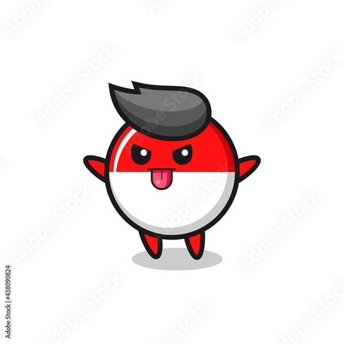 naughty indonesia flag badge character in mocking pose
