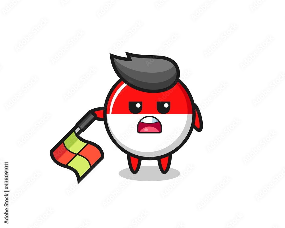 indonesia flag badge character as line judge hold the flag down at a 45 degree angle indonesia flag badge character as line judge hold the flag down at a 45 degree angle