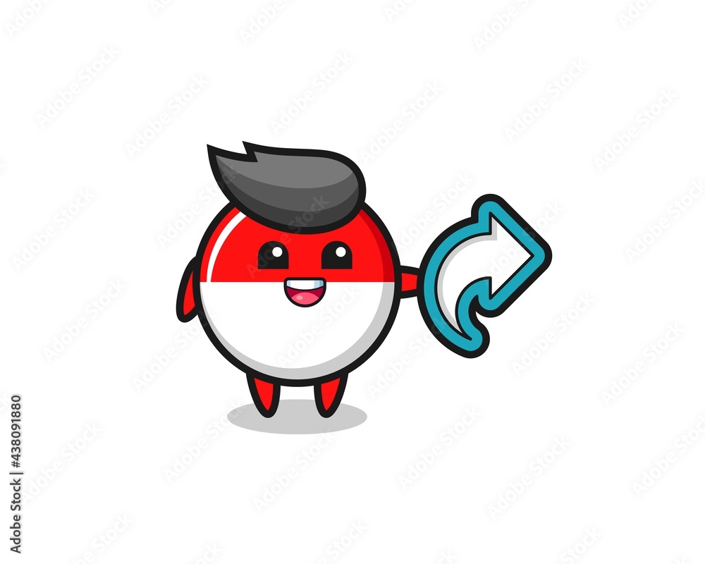 cute indonesia flag badge hold social media share symbol cute indonesia flag badge hold social media share symbol