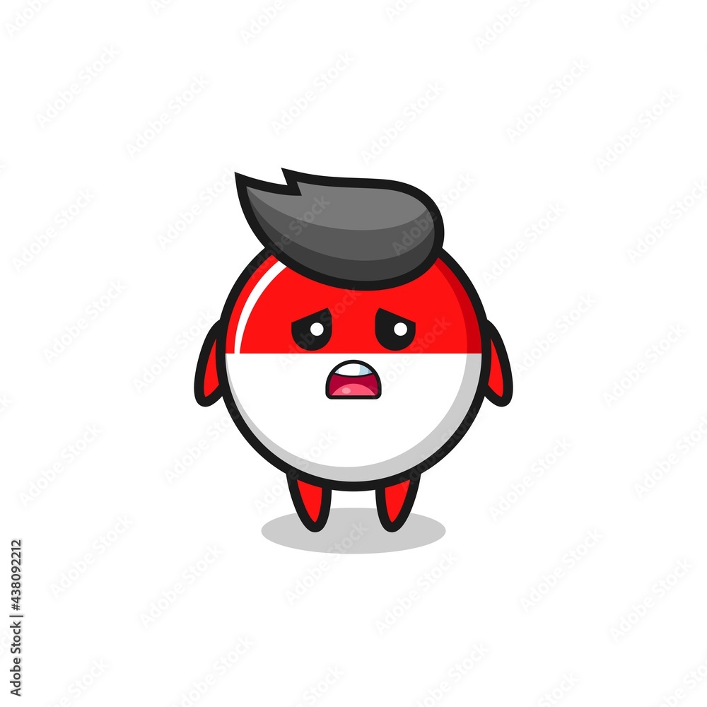 disappointed expression of the indonesia flag badge cartoon