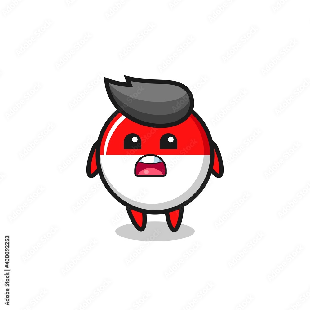 indonesia flag badge illustration with apologizing expression, saying I am sorry