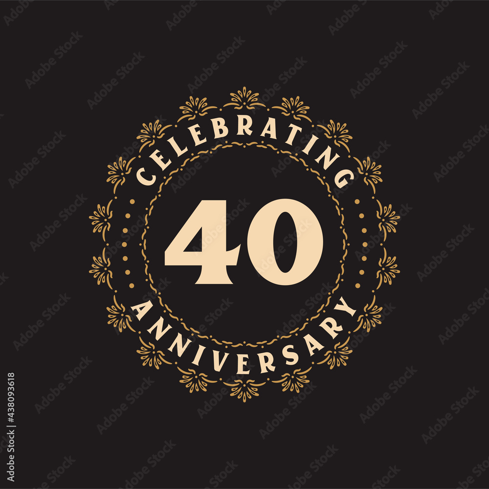 40 anniversary celebration, Greetings card for 40 years anniversary