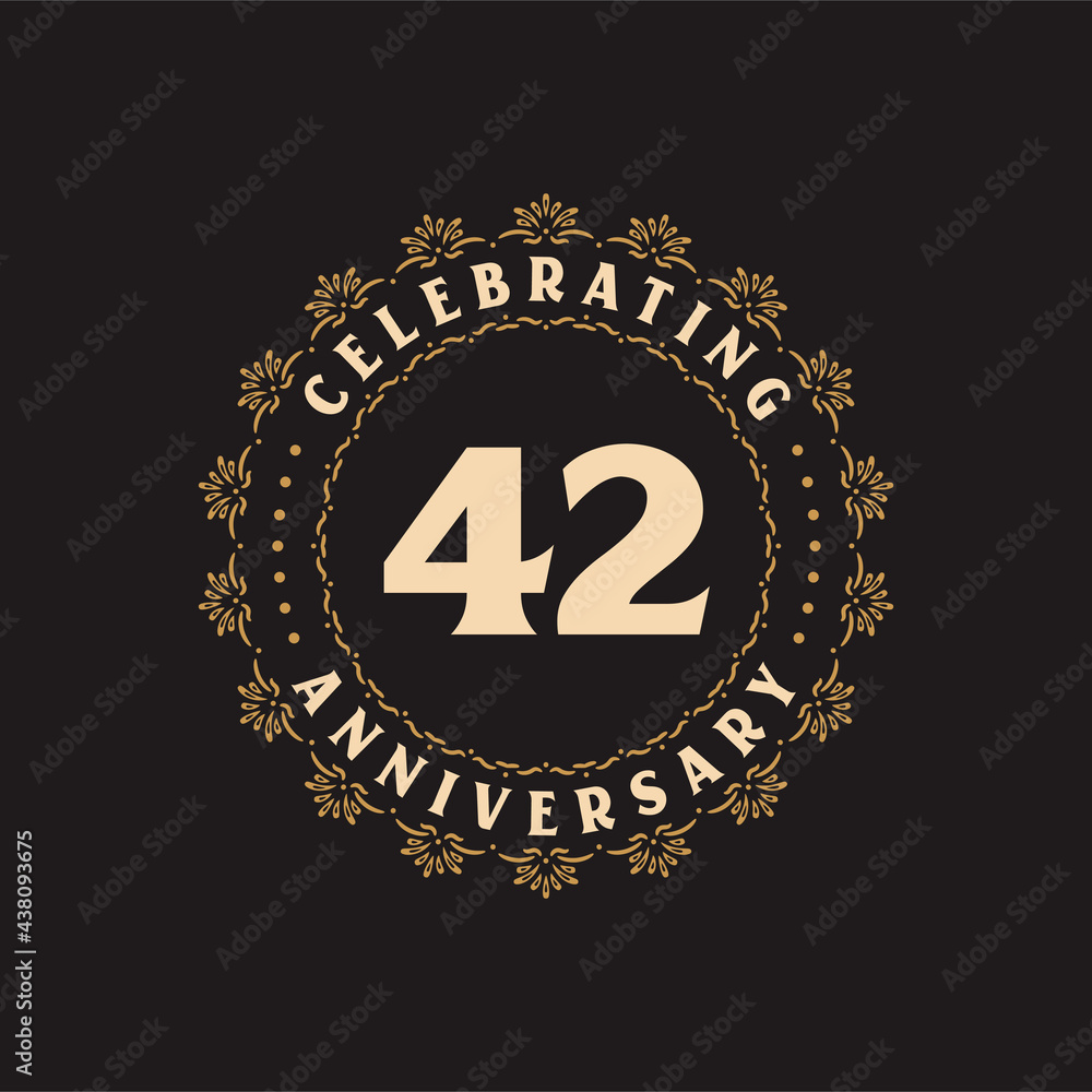 42 anniversary celebration, Greetings card for 42 years anniversary