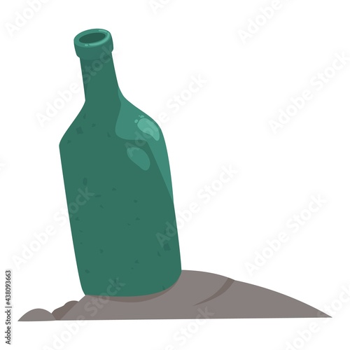Garbage glass bottle icon, cartoon style