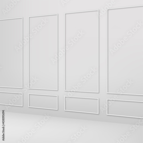 Classic white interior wall. Vector