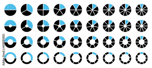 Set 36 Tortendiagramme Schwarz Und Blau