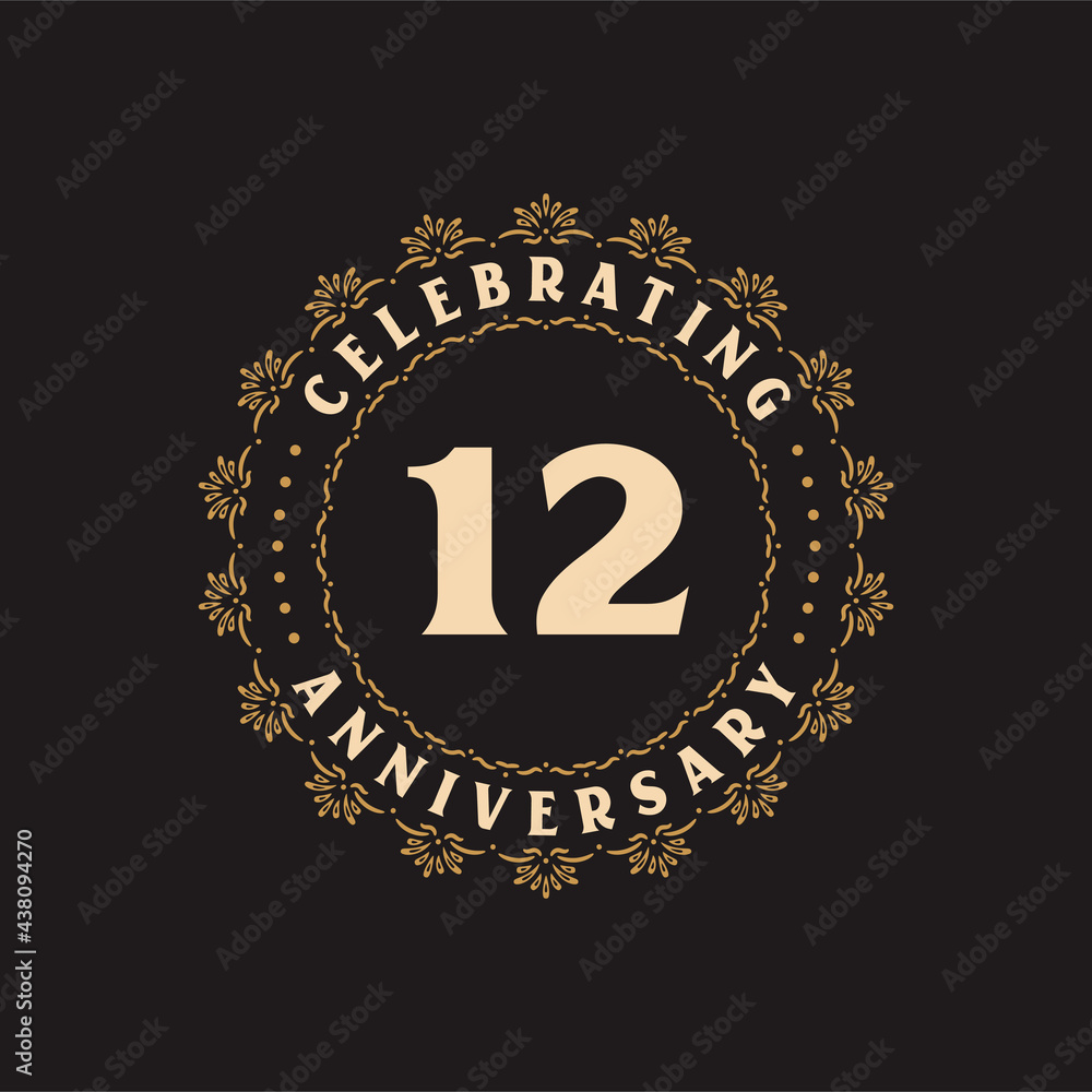 Fototapeta premium 12 anniversary celebration, Greetings card for 12 years anniversary