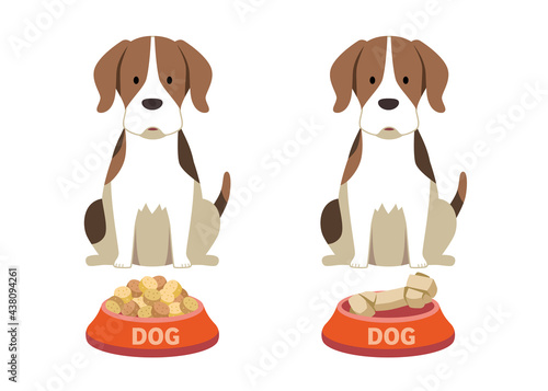犬とペットフードのイラスト素材
