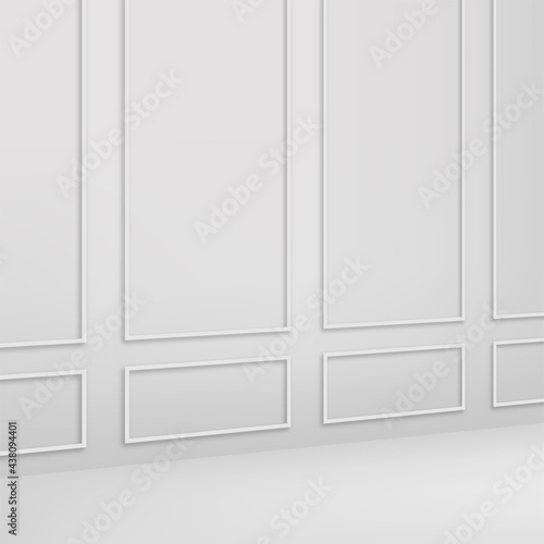 Classic white interior wall. Vector