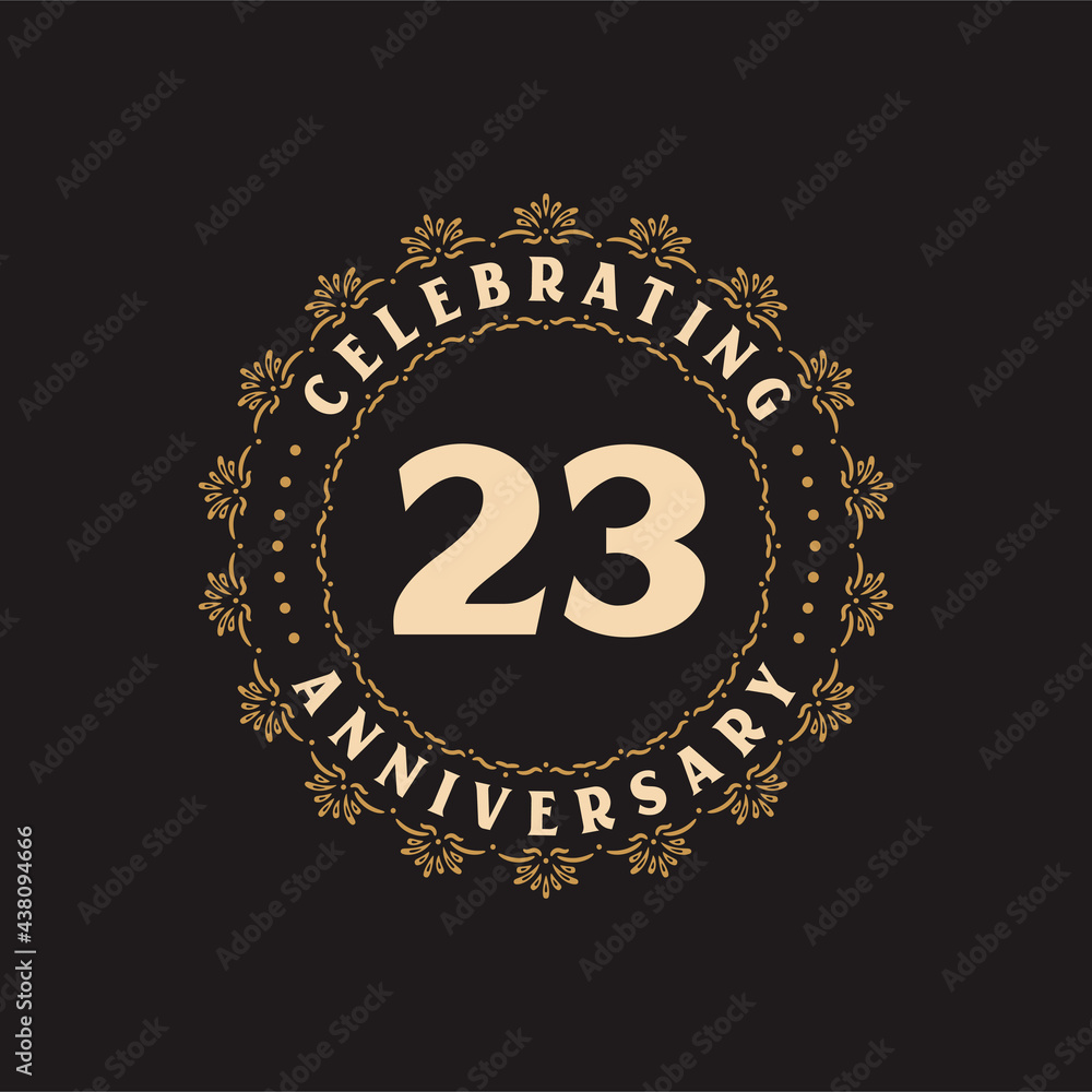 23 anniversary celebration, Greetings card for 23 years anniversary