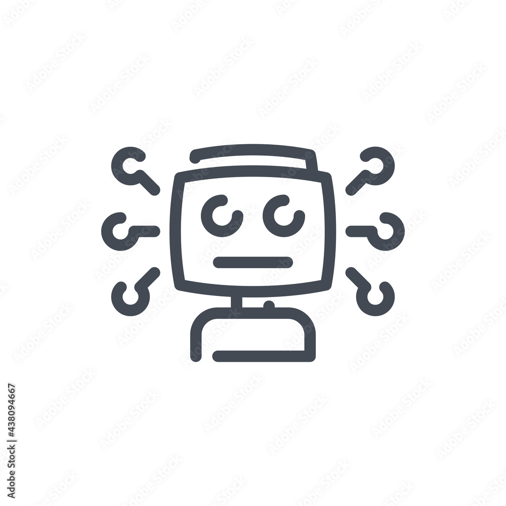 Robot head with connection line icon. Bot with artificial intelligence vector outline sign. Robot head with connection line icon. Bot with artificial intelligence vector outline sign.