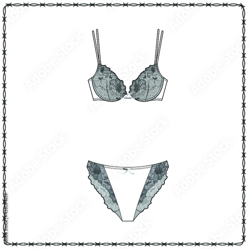 women's lingerie  editable fashion flat sketch for creating new designs mockup