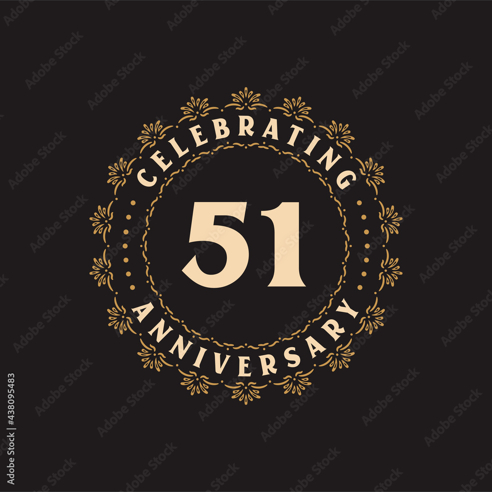 51 anniversary celebration, Greetings card for 51 years anniversary
