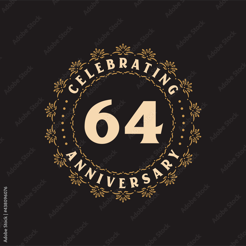 64 anniversary celebration, Greetings card for 64 years anniversary 64 anniversary celebration, Greetings card for 64 years anniversary