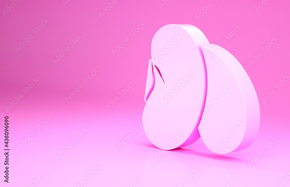 Pink Beans icon isolated on pink background. Minimalism concept. 3d illustration 3D render Pink Beans icon isolated on pink background. Minimalism concept. 3d illustration 3D render