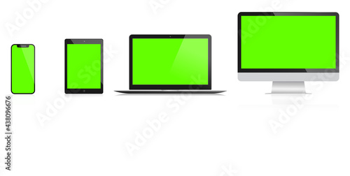 Smart Mobile, Tab, Laptop and Monitor vector image, Device screen set