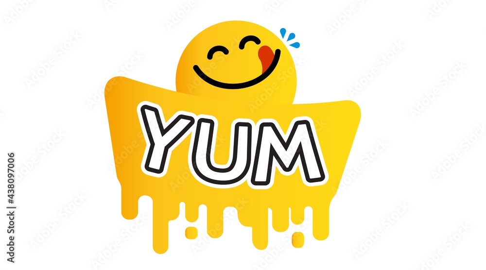 Yummy face happy smile vector cartoon line emoticon with tongue lick