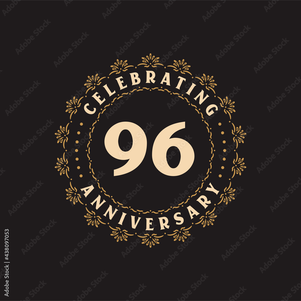 96 anniversary celebration, Greetings card for 96 years anniversary