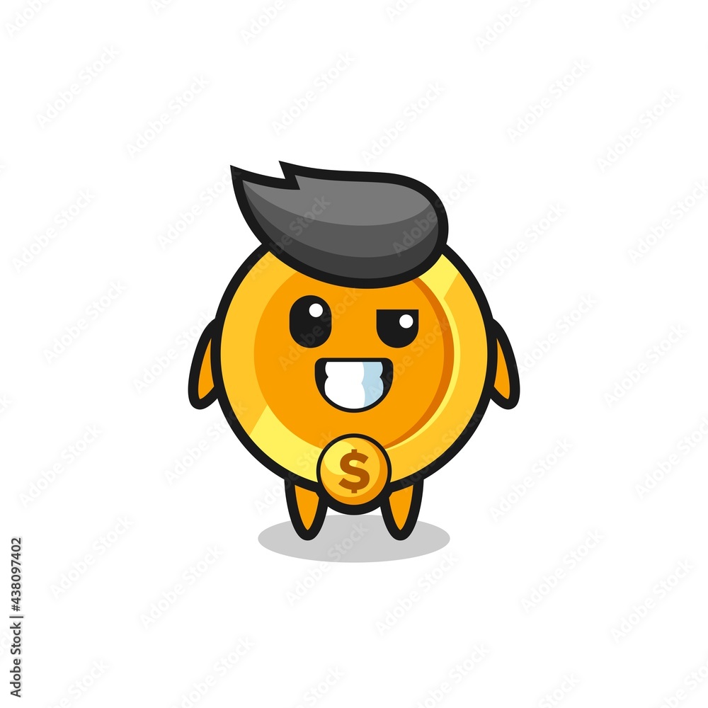 cute dollar currency coin mascot with an optimistic face cute dollar currency coin mascot with an optimistic face