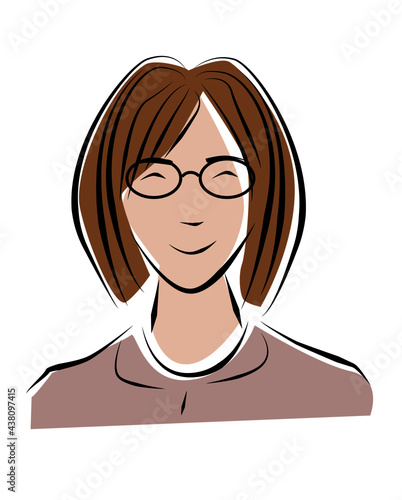 微笑むメガネをかけた女性のイラスト